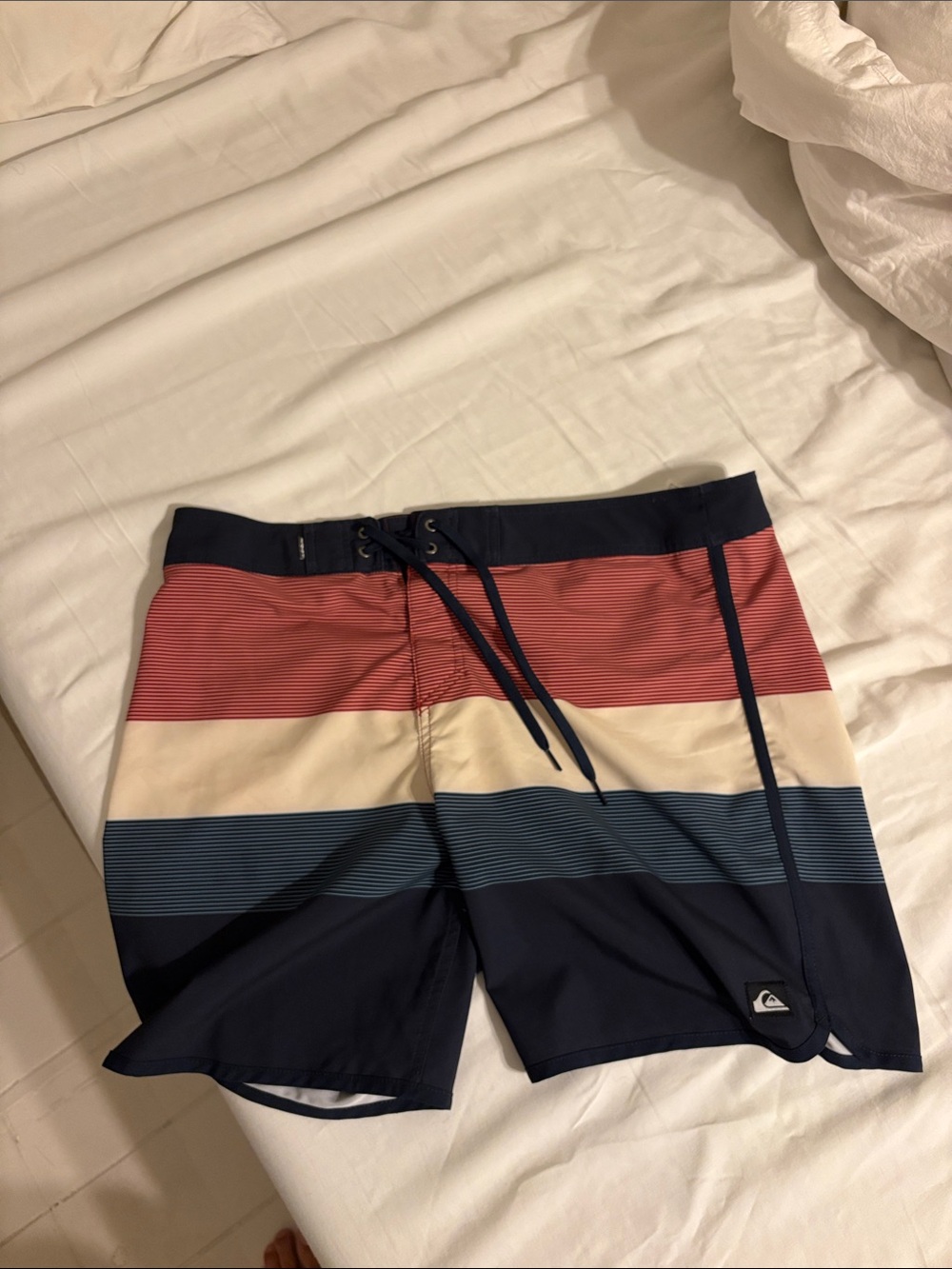 Quiksilver Men's Striped Board Shorts - Red, Blue, Cream